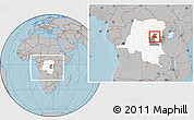 Gray Location Map of Punia, highlighted country, highlighted parent region, within the entire country, hill shading
