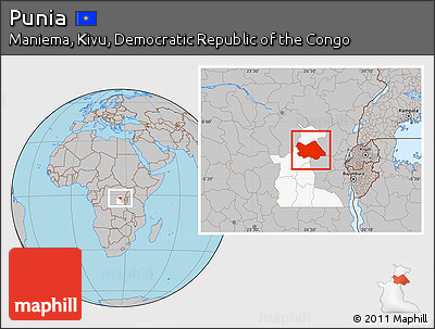 Gray Location Map of Punia, highlighted parent region