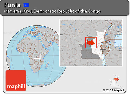 Gray Location Map of Punia, highlighted parent region, highlighted grandparent region