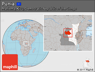 Gray Location Map of Punia, highlighted parent region, highlighted grandparent region