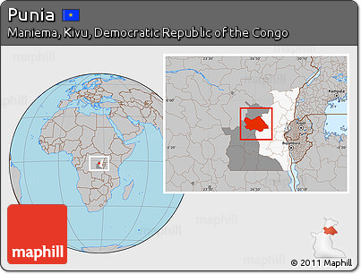 Gray Location Map of Punia, highlighted parent region, highlighted grandparent region