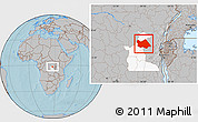 Gray Location Map of Punia, highlighted parent region, hill shading