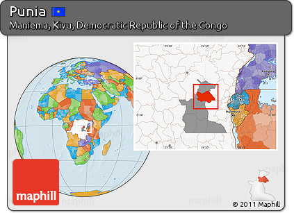 Political Location Map of Punia, highlighted country, highlighted parent region