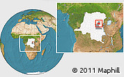 Satellite Location Map of Punia, highlighted country, highlighted parent region, within the entire country
