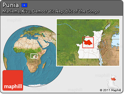Satellite Location Map of Punia, highlighted grandparent region