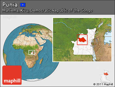 Satellite Location Map of Punia, highlighted grandparent region