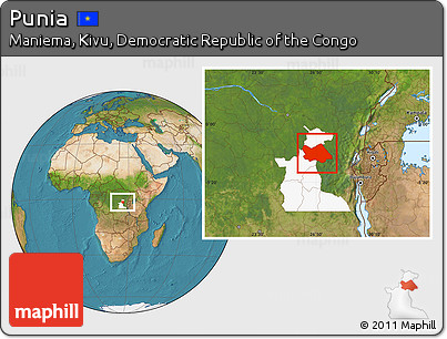 Satellite Location Map of Punia, highlighted parent region