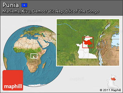 Satellite Location Map of Punia, highlighted parent region