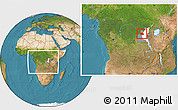 Satellite Location Map of Punia, highlighted parent region, highlighted grandparent region, within the entire country
