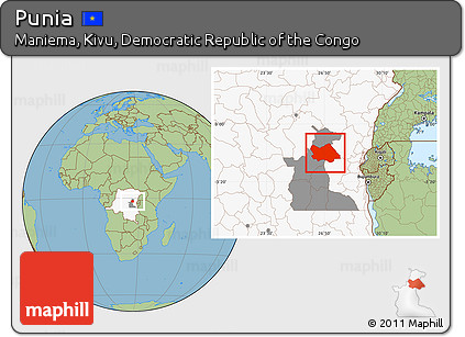 Savanna Style Location Map of Punia, highlighted country, highlighted parent region