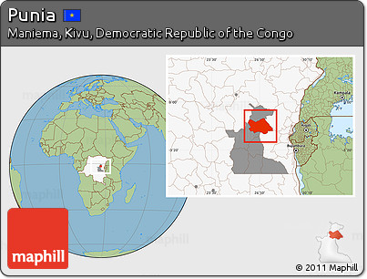 Savanna Style Location Map of Punia, highlighted country, highlighted parent region