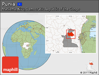Savanna Style Location Map of Punia, highlighted country, highlighted parent region