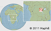 Savanna Style Location Map of Punia, highlighted grandparent region, within the entire country, hill shading