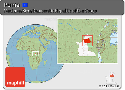Savanna Style Location Map of Punia, highlighted parent region