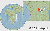 Savanna Style Location Map of Punia, highlighted parent region, highlighted grandparent region, within the entire country, hill shading