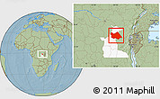 Savanna Style Location Map of Punia, highlighted parent region, hill shading