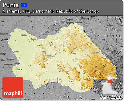Physical Map of Punia, darken, desaturated