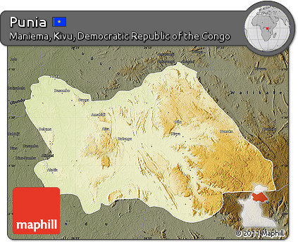 Physical Map of Punia, darken