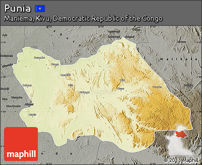 Physical Map of Punia, darken, semi-desaturated