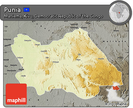 Physical Map of Punia, darken, semi-desaturated