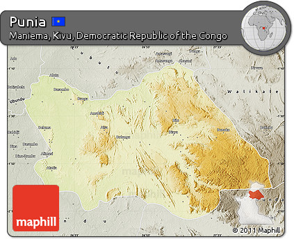 Physical Map of Punia, semi-desaturated