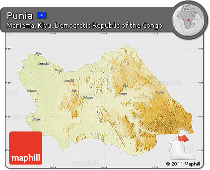 Physical Map of Punia, single color outside