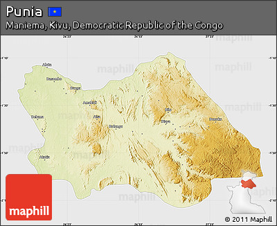 Physical Map of Punia, single color outside