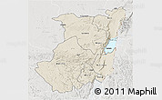 Shaded Relief 3D Map of Nord-Kivu, lighten, semi-desaturated