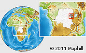Physical Location Map of Goma, highlighted country, highlighted parent region, within the entire country