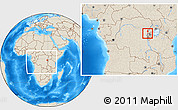 Shaded Relief Location Map of Goma, within the entire country