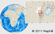 Shaded Relief Location Map of Goma, highlighted parent region
