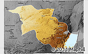 Physical 3D Map of Lubero, darken, desaturated