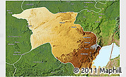Physical 3D Map of Lubero, satellite outside