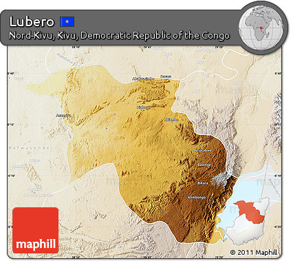 Physical Map of Lubero, lighten