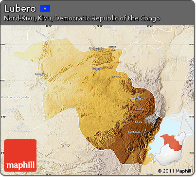 Physical Map of Lubero, lighten