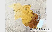 Physical Map of Lubero, lighten, semi-desaturated