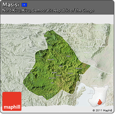 Satellite 3D Map of Masisi, lighten