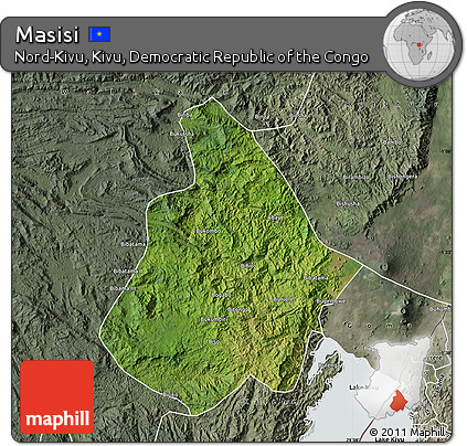 Satellite Map of Masisi, semi-desaturated