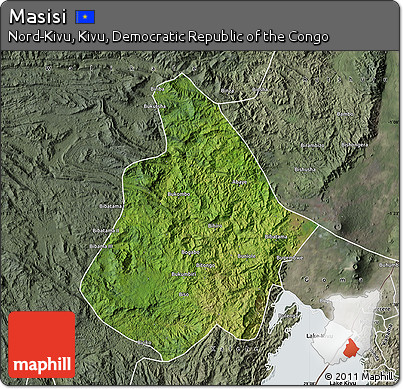 Satellite Map of Masisi, semi-desaturated