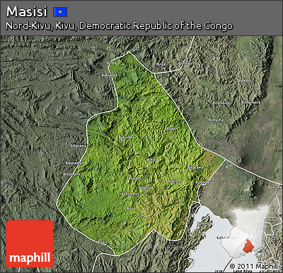 Satellite Map of Masisi, semi-desaturated