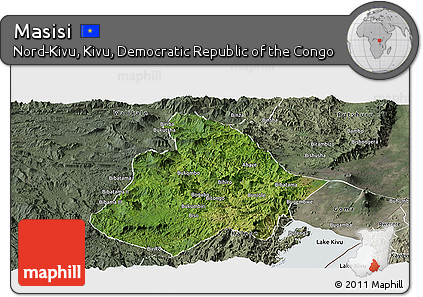 Satellite Panoramic Map of Masisi, semi-desaturated