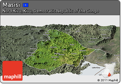 Satellite Panoramic Map of Masisi, semi-desaturated
