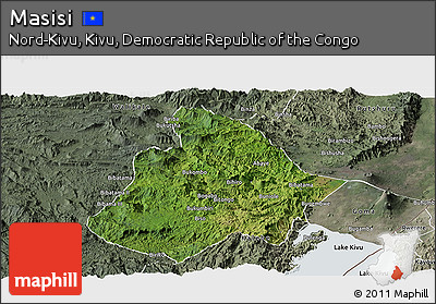 Satellite Panoramic Map of Masisi, semi-desaturated