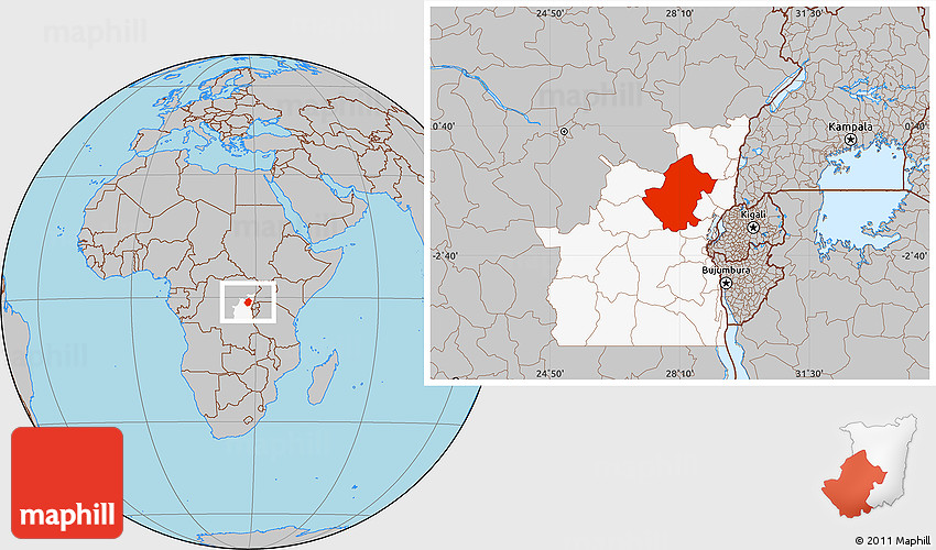 Gray Location Map of Walikale, highlighted grandparent region