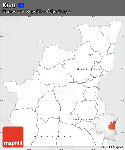 Silver Style Simple Map of Kivu, single color outside
