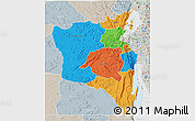 Political 3D Map of Sud-Kivu, lighten, semi-desaturated