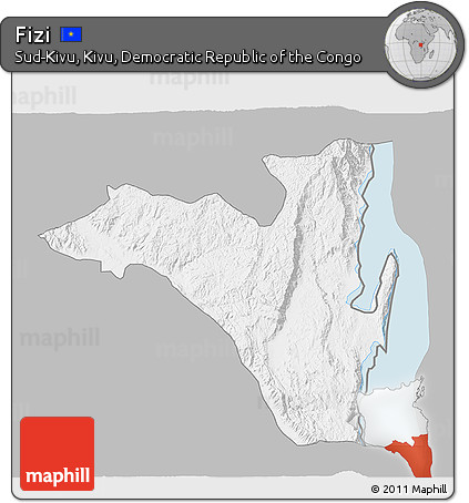 Gray 3D Map of Fizi, single color outside