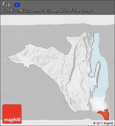 Gray 3D Map of Fizi, single color outside