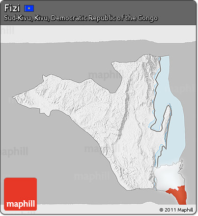 Gray 3D Map of Fizi, single color outside