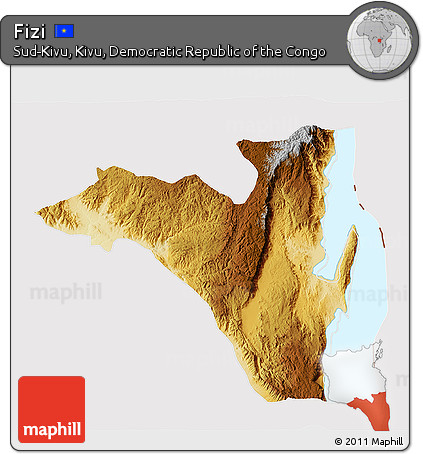 Physical 3D Map of Fizi, cropped outside